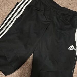 Adidas Black Athletic joggers with White Accents